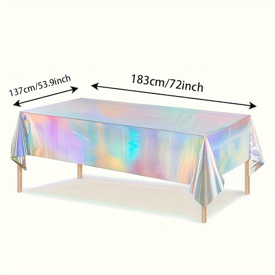 6pcs Holographic Tablecloths | Iridescent Waterproof Party Table Covers