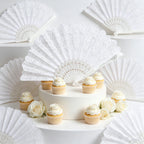 10pcs White Print Hand Held Fan Costume Accessory Decoration Wedding Party AUS