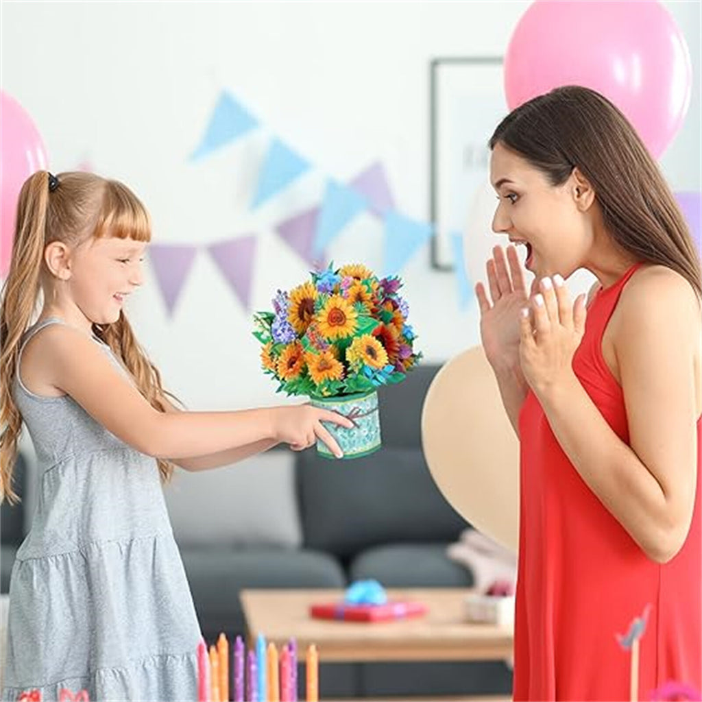 1/2PCS 3D Gift Card Flower Greeting Card Style Birthday Postcard Gift Handmade