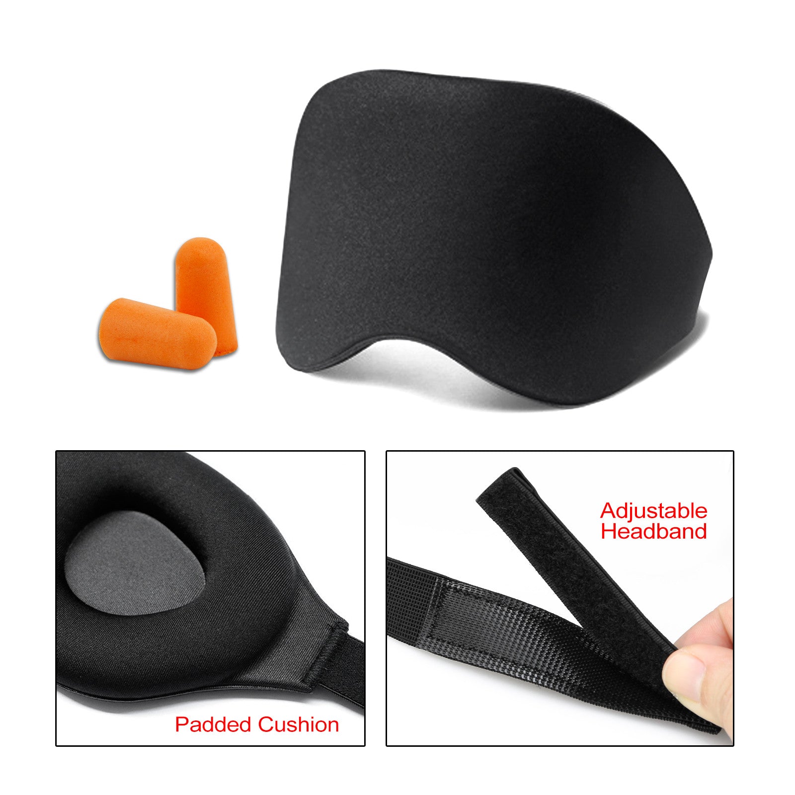 3D Memory Foam Sleep Eye Mask with Earplugs – Soft Travel Sleeping Blindfold