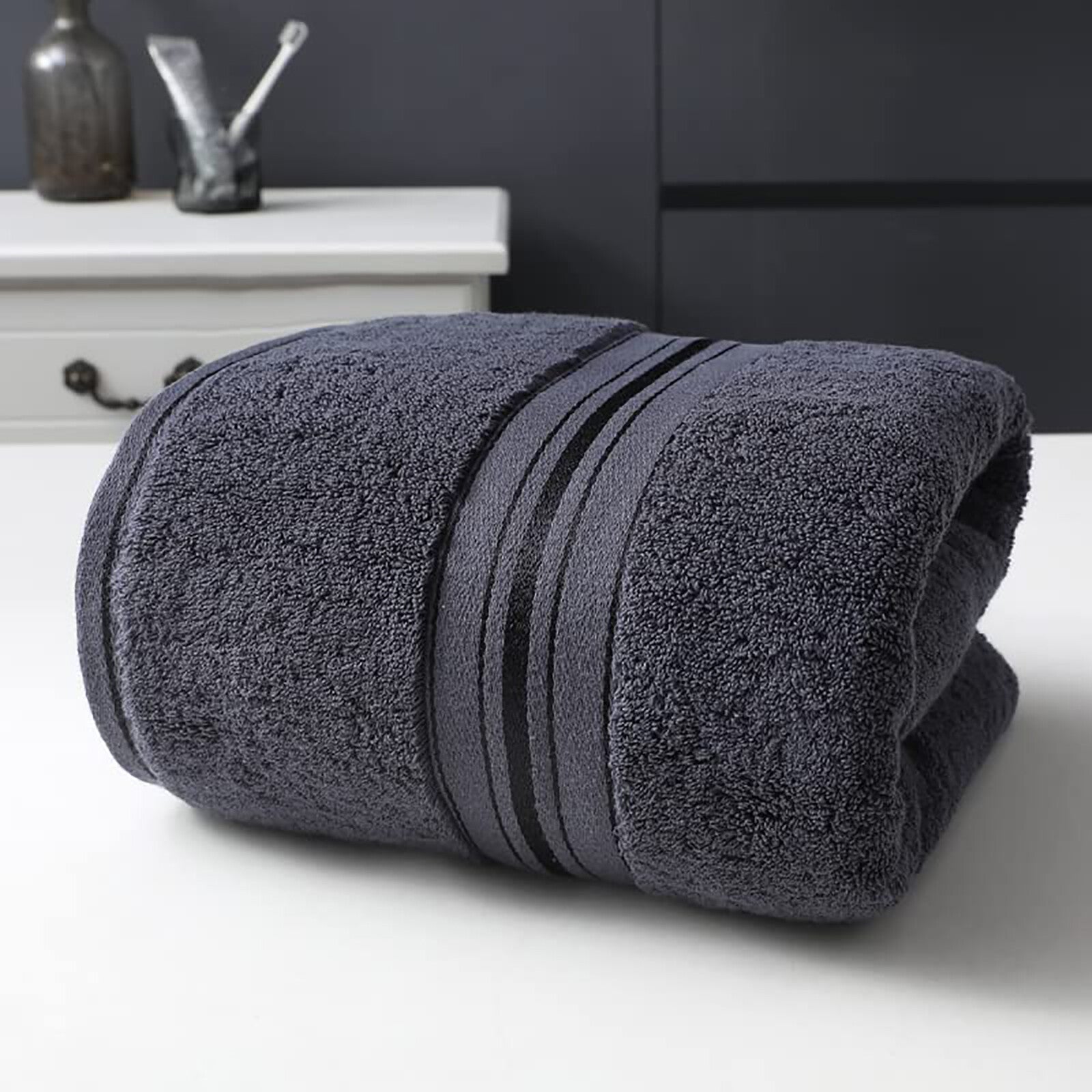 2PCS Cotton Face Washer Towels 35x75cm - Soft 120GSM Face Cloth Set Grey