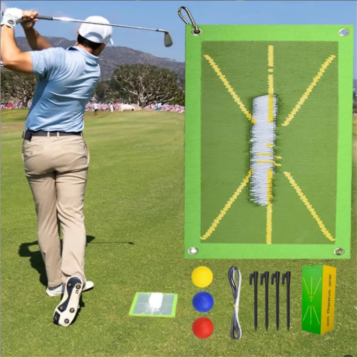 Golf Training Mat for Swing Detection Batting Portable Practice Rug Hitting Aid