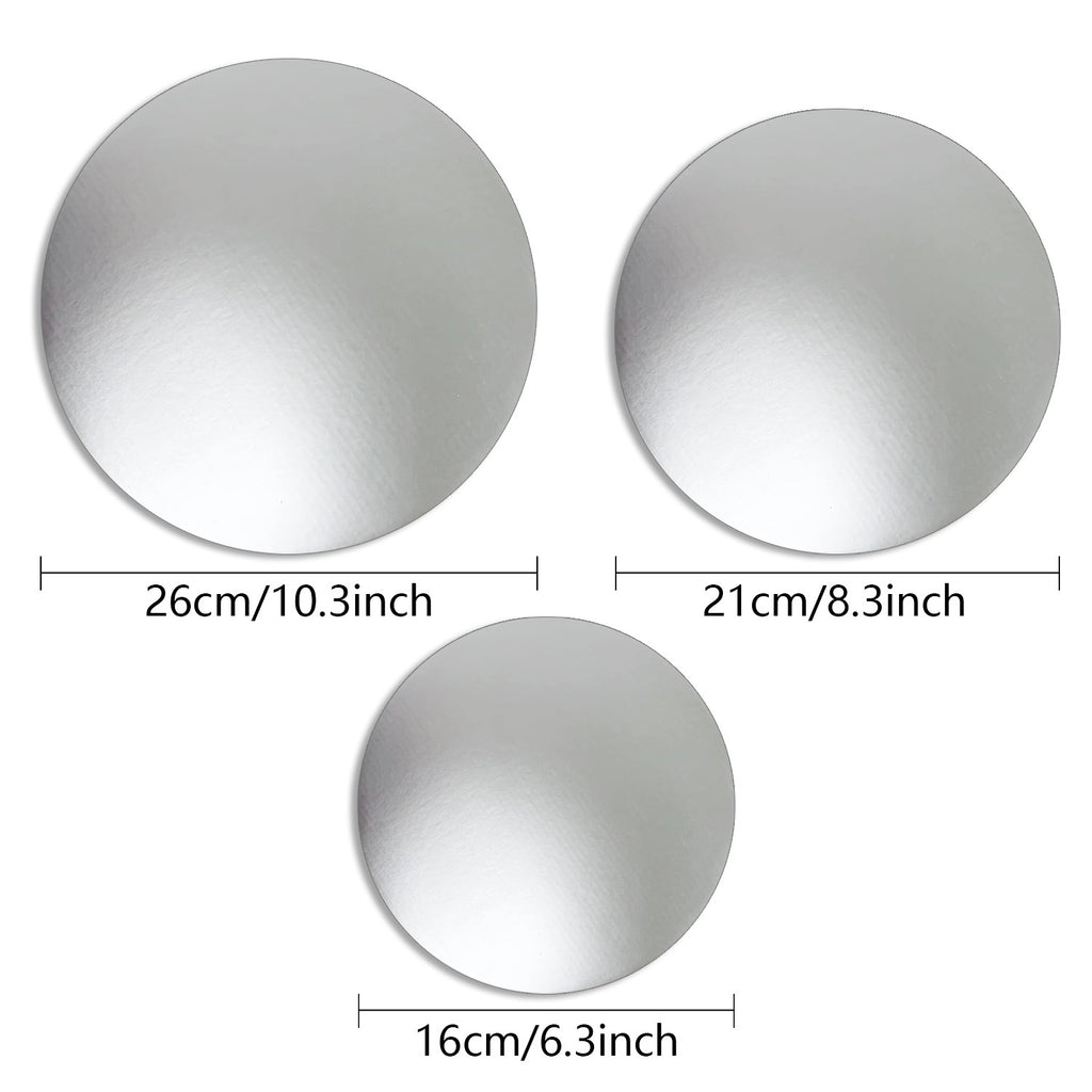 30PCS Silver Round Cake Boards Kit 6 8 10 Inch - Thick Foil Cardboard Cake Base Set