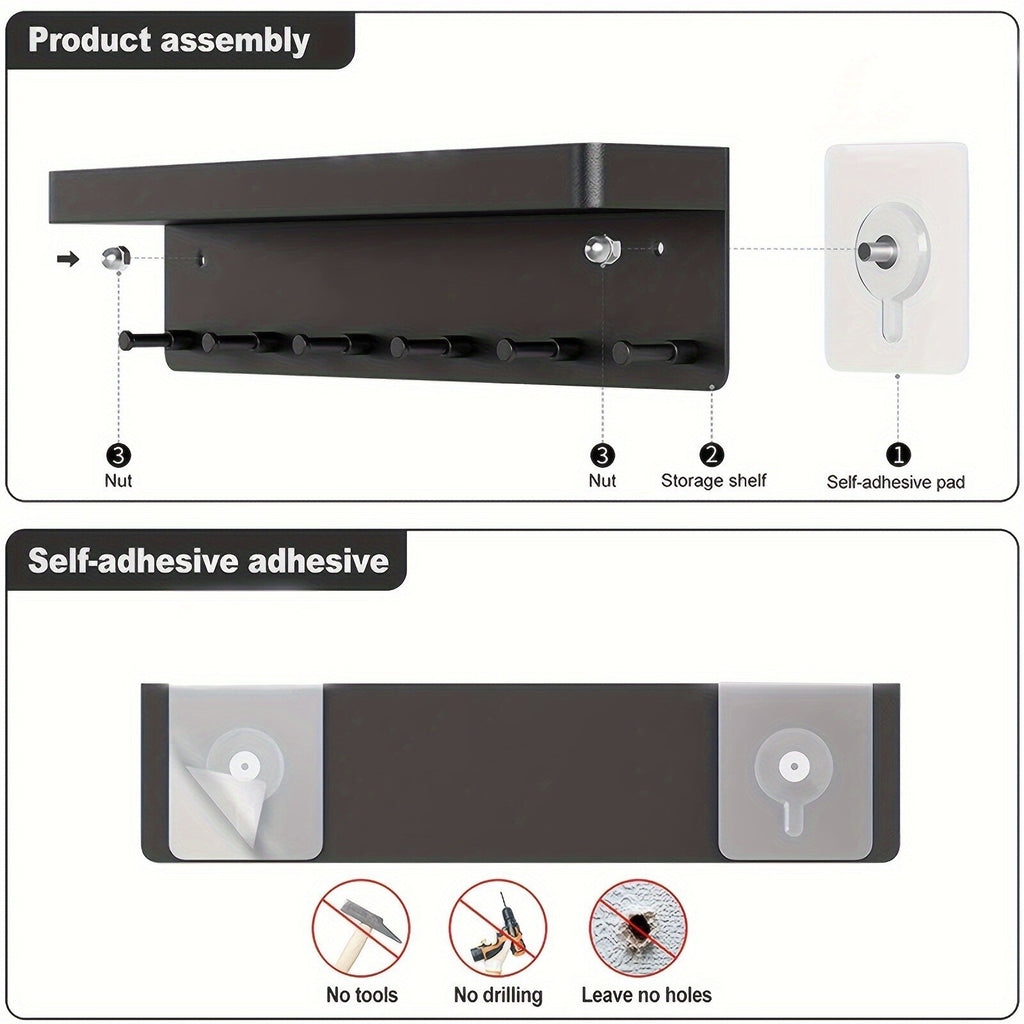 2 Pack Wall Mounted Key Rack Hanger – Modern Key and Coat Holder Organizer for Entryway, Bags and Accessories