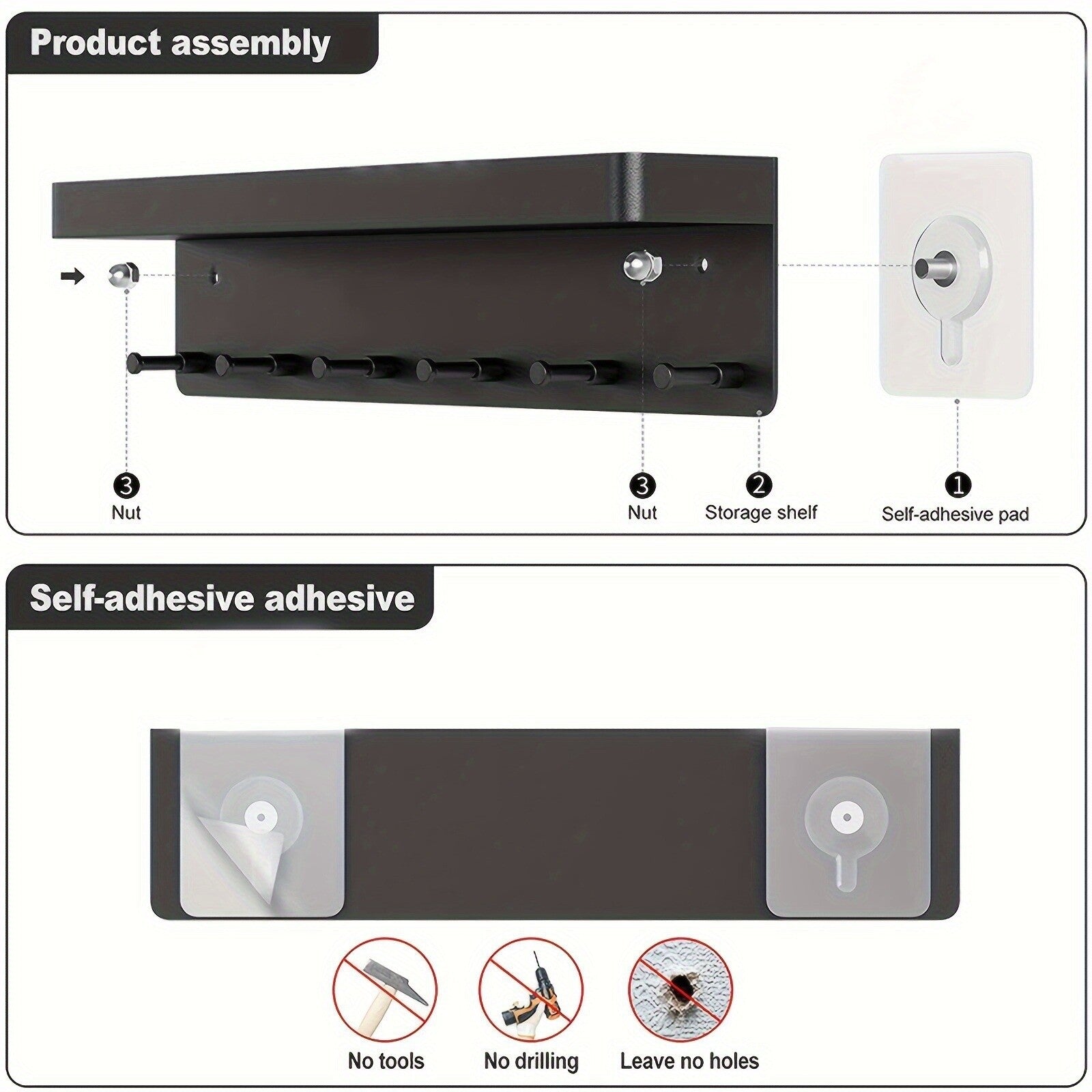 2 Pack Wall Mounted Key Rack Hanger – Modern Key and Coat Holder Organizer for Entryway, Bags and Accessories
