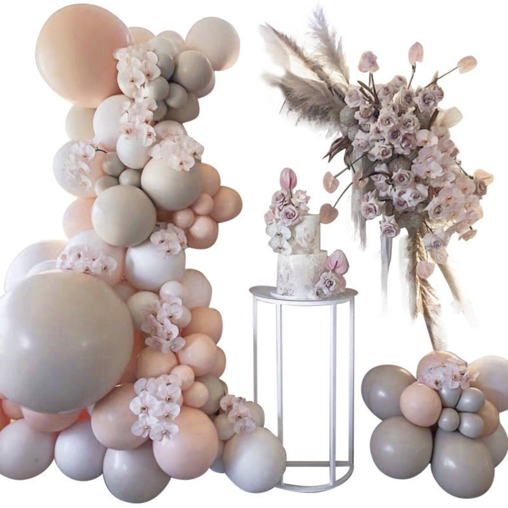 210 Piece Macaron Balloon Arch Garland Kit – Blush Pink and Grey Party Balloons for Wedding, Baby Shower and Birthday Decor