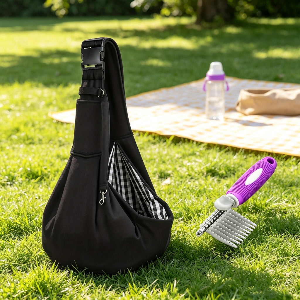 Pet sling shoulder strap detail