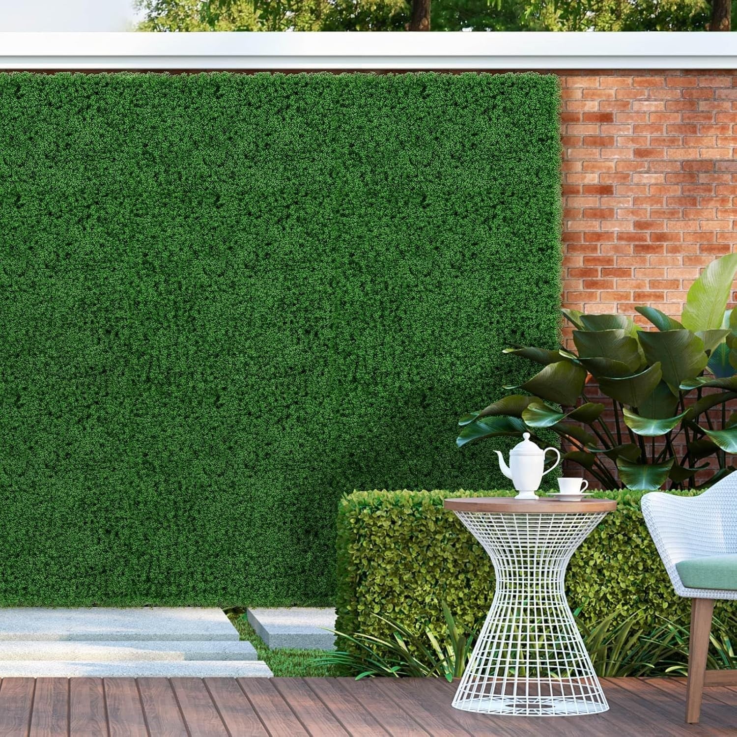 4PCS Artificial Plant Wall Panels 60x40cm - Fake Grass Hedge Vertical Garden Ivy Mat