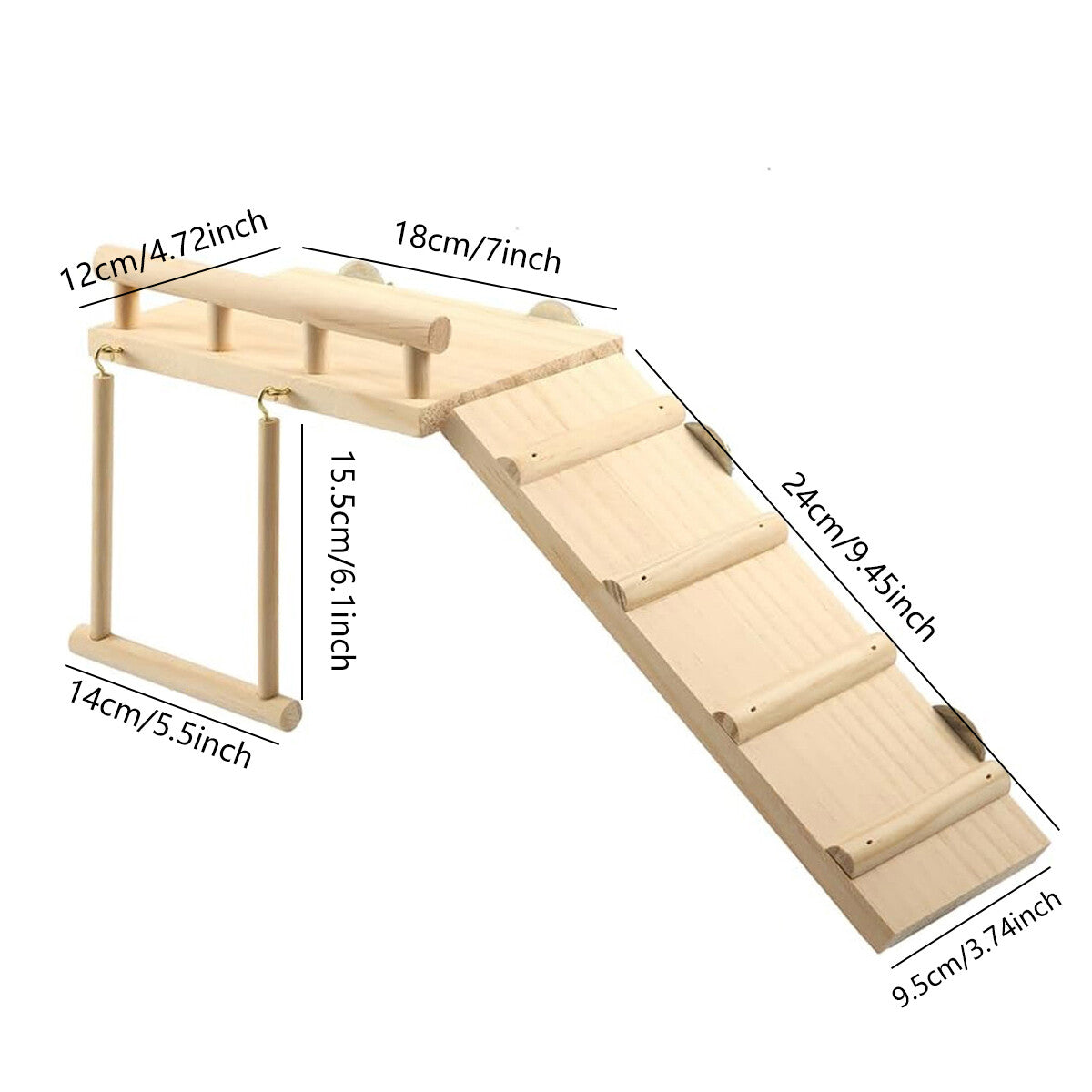 Wooden Bird Swing Toy for Parrots | Natural Hanging Perch Cage Playground