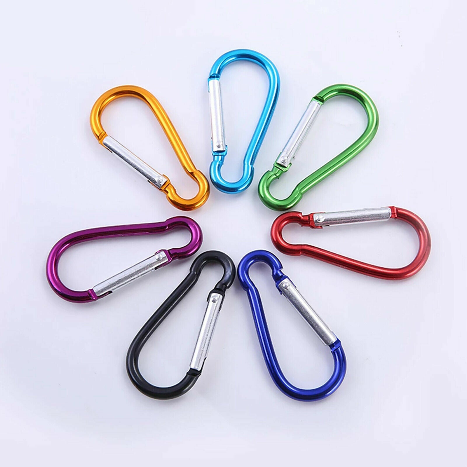 100PCS Aluminum Carabiner Clip D-Ring Snap Hook Keychain Camping Hiking Clips