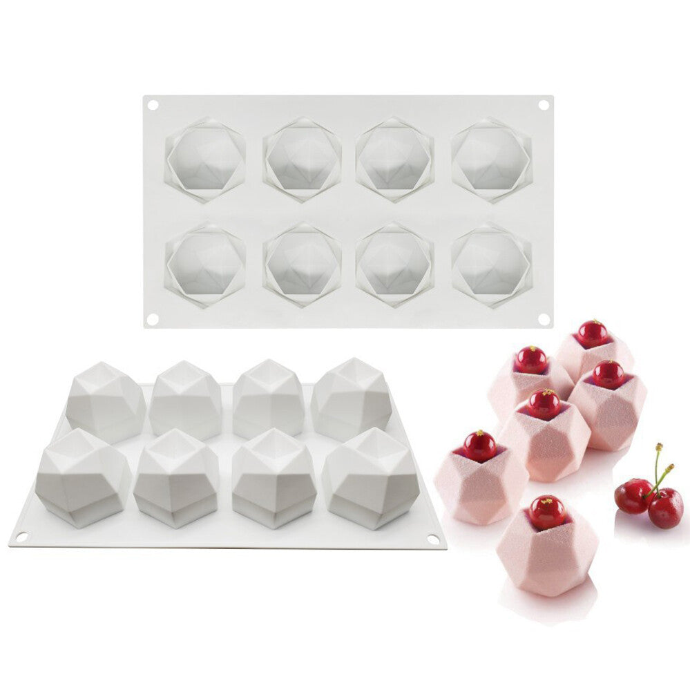 8 Cavity 3D Polygon Silicone Mold | Geometric Candle, Chocolate & Dessert Mould