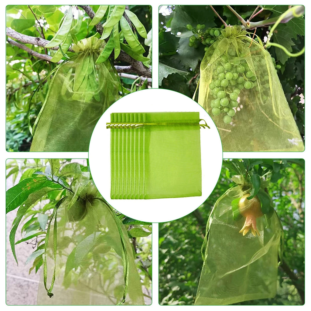 50PCS Vegetable Garden Fruit Protection Net Bags - Mesh Insect Proof Organza Bags 20x30cm