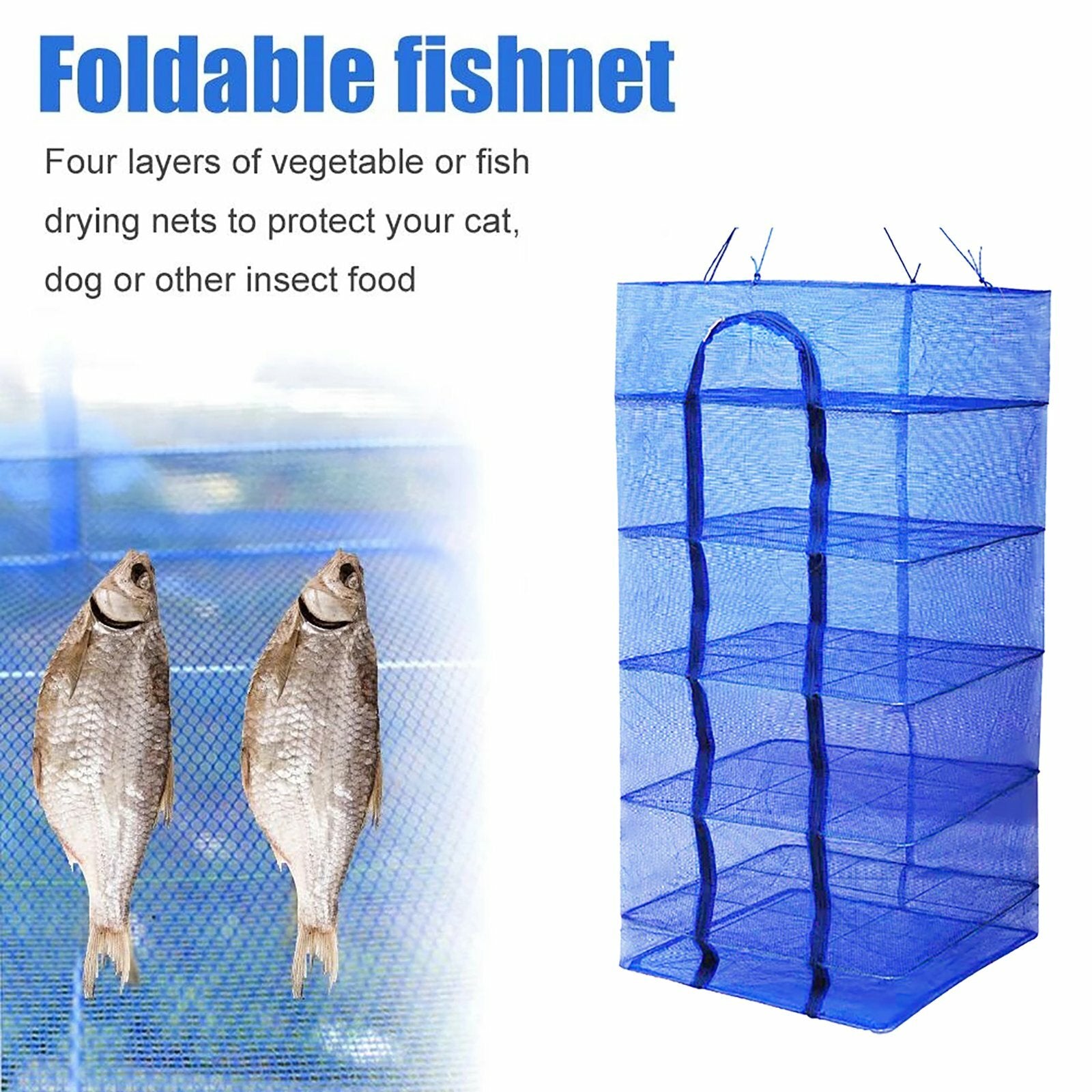 5-Tier Hanging Food Drying Net Rack – Air Dry Mesh Dehydrator for Herbs, Vegetables, Fish and Jerky (50×50×95cm)
