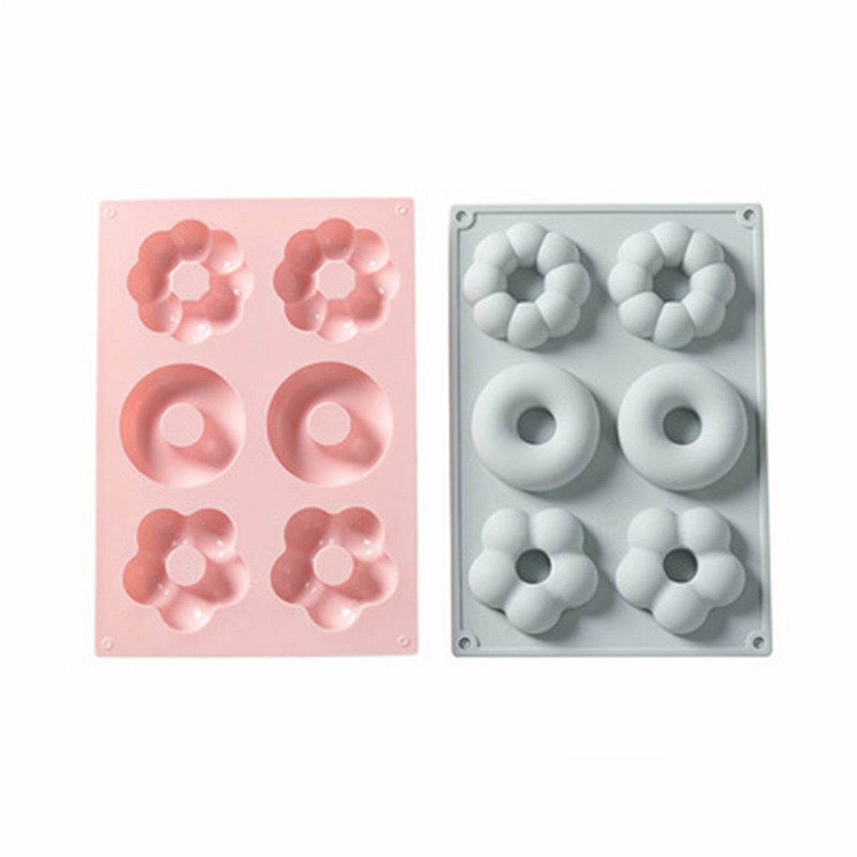 Silicone donut mould 2 pack in blue and pink