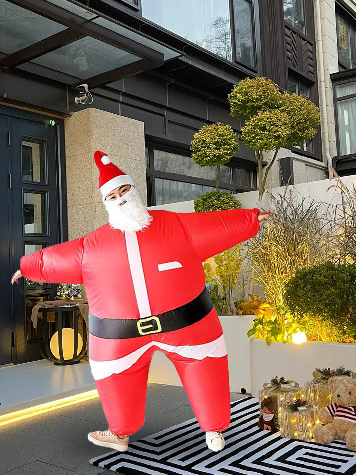 Inflatable Santa Claus Costume Christmas Suit, Funny Props Outfit Xmas OD