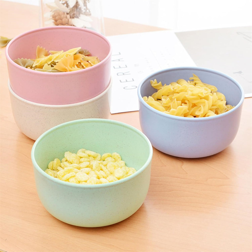 24PCS Wheat Straw Tableware Set Reusable Bowls Forks Spoons Eco Friendly Dining