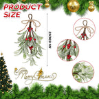 Artificial mistletoe size guide – 23 cm long with close-up of leaves and red berries