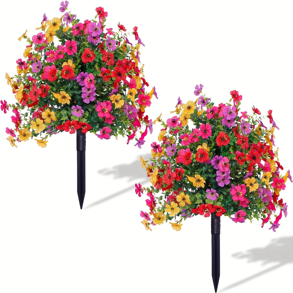 8pcs Artificial Flower Bouquet Silk Violet Faux Plants Outdoor Garden Decor
