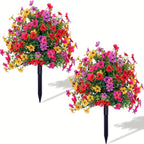 8pcs Artificial Flower Bouquet Silk Violet Faux Plants Outdoor Garden Decor