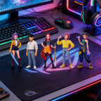 Idol singer mini figures on a gaming desk