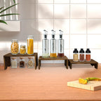 6pcs 3 Tier Wooden Display Risers Set | Rectangular Cupcake Dessert & Retail Display Stands