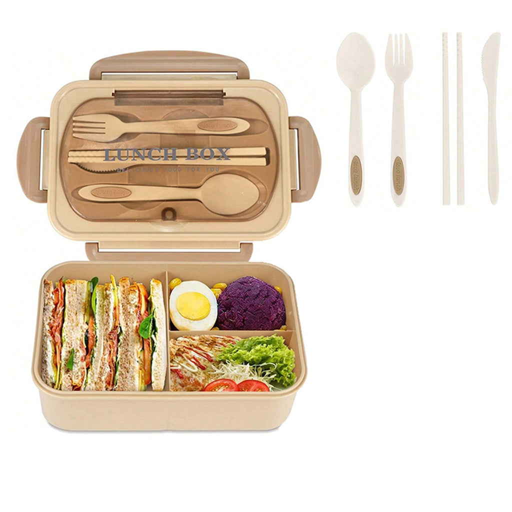 1 Set Divided Grid Lunch Box - Portable Insulated Food Container with Lid