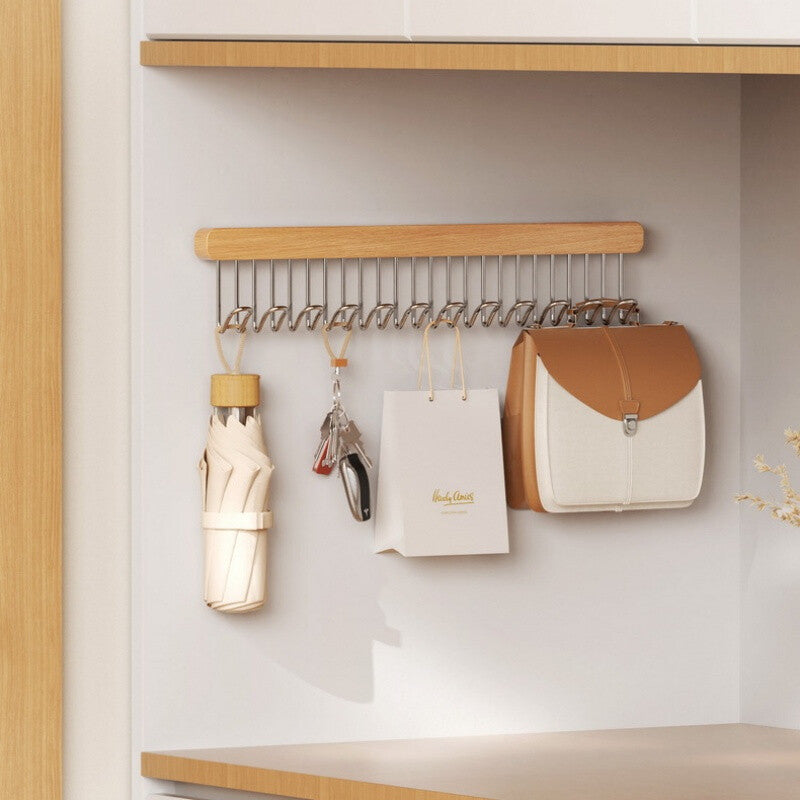Premium Wood Style Wall Mounted Hanger Hook – Adhesive Kitchen Bathroom Cloth Hook