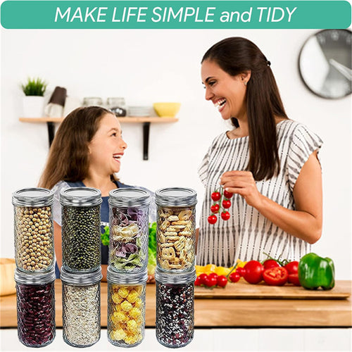 12PCS 500ml Glass Mason Jars with Airtight Lids Wide Mouth Preserving Jars