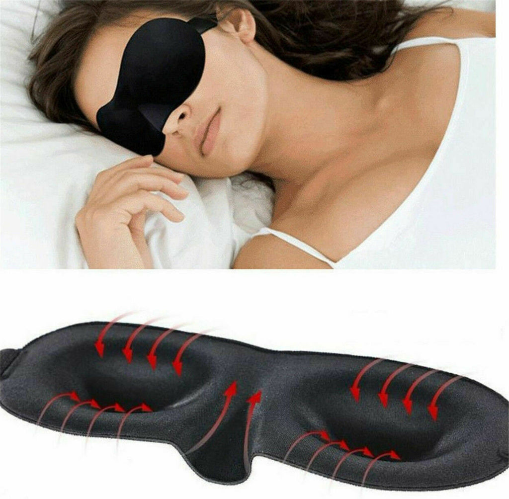 3D Memory Foam Sleep Eye Mask with Earplugs – Soft Travel Sleeping Blindfold