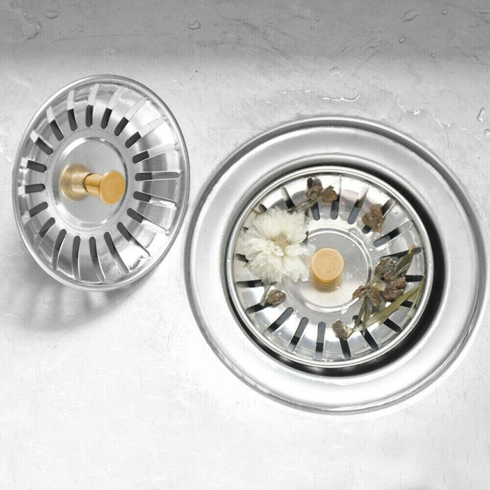 Stainless Steel Kitchen Sink Strainer – Drain Filter Waste Plug Stopper (80mm)