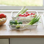 Vegetable Strainer Drainage Basket Stainless Steel Expandable Over Sink Colander
