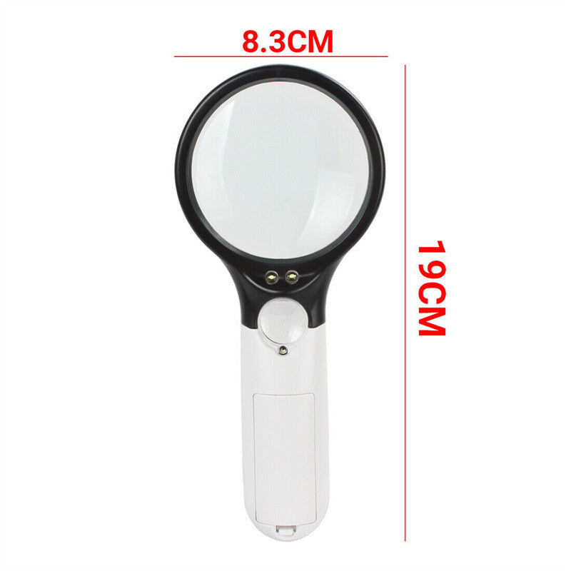 Large LED Magnifying Glass Handheld Reading Magnifier with 3 LED Lights