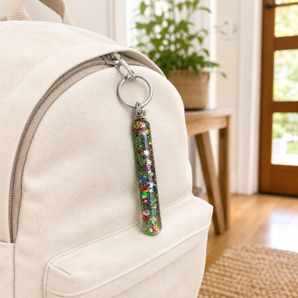 2-20PCS Glitter Liquid Wand Keyrings Colourful Floating Sequin Keychain Bag Charm