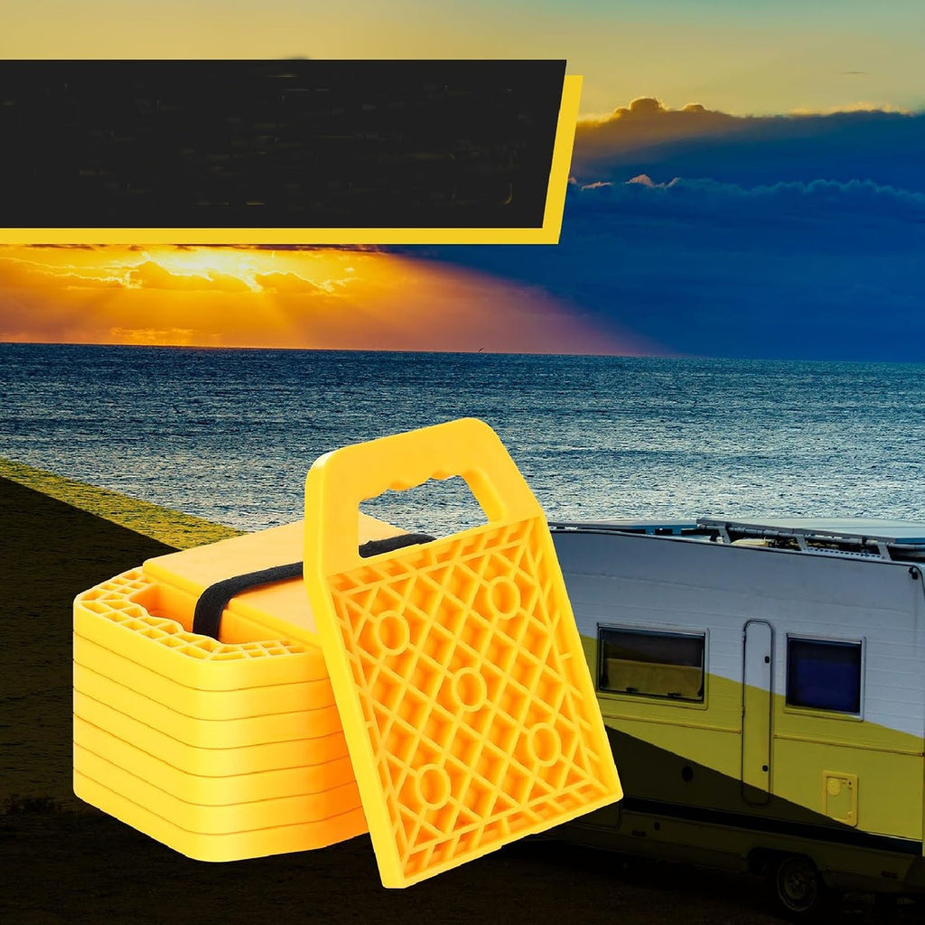 4PCS RV Stabilizer Jack Leg Pads - Caravan Awning Leg Support Level Pads Yellow
