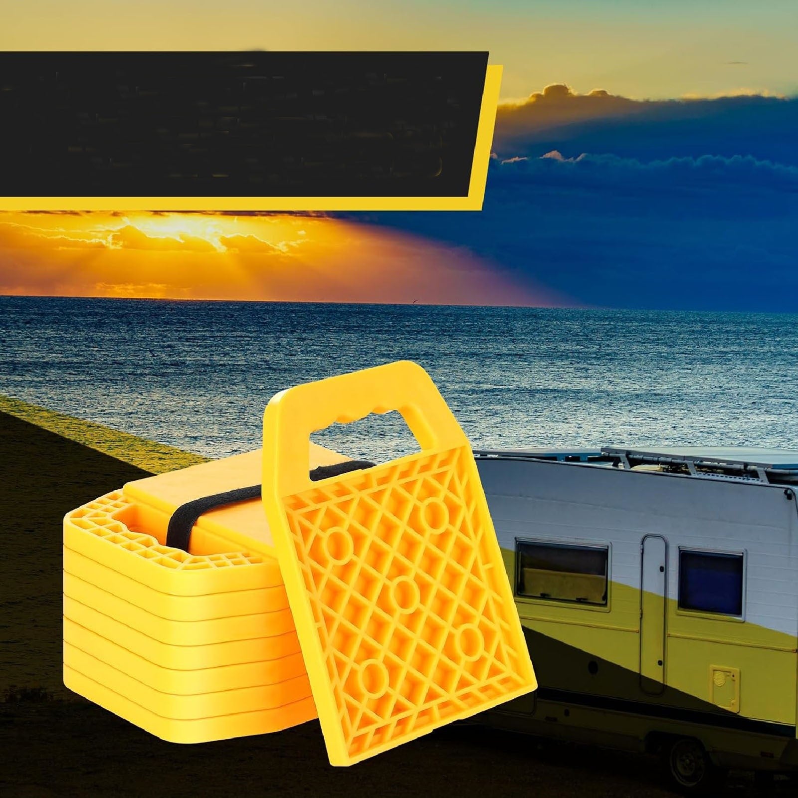 4PCS RV Stabilizer Jack Leg Pads - Caravan Awning Leg Support Level Pads Yellow