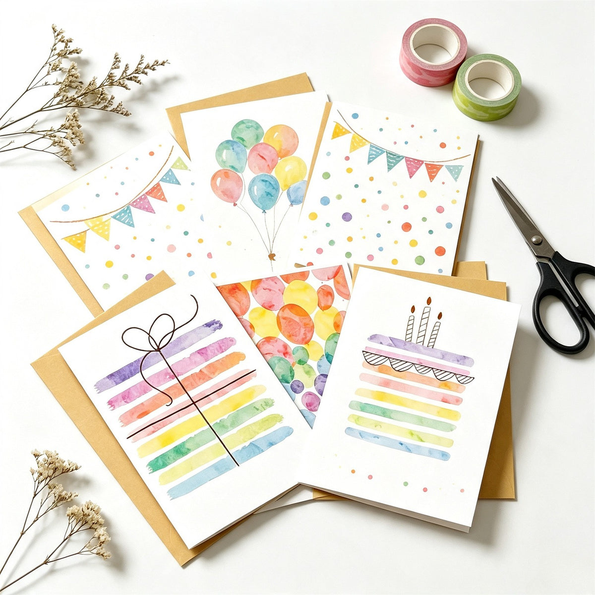 Birthday Greeting Cards Set With Envelopes Colorful DIY Birthday Wish Cards AU