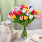 10pcs Artificial Tulip Flowers Bouquet | Realistic PU Faux Tulips for Home Wedding Decor