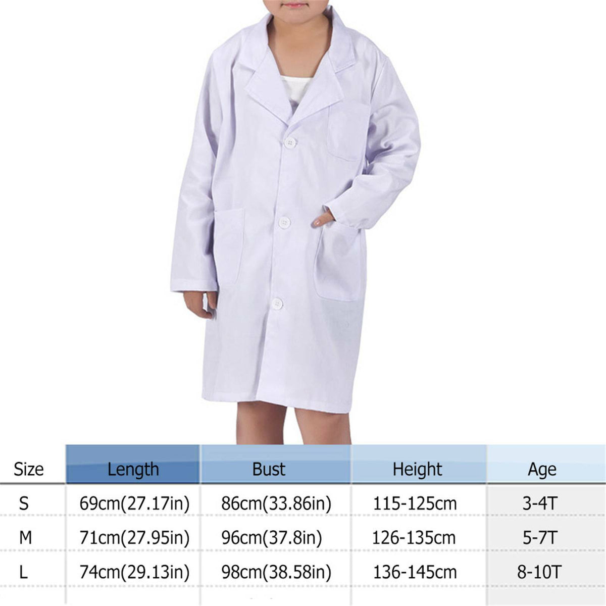 Kids White Lab Coat Doctor Scientist Fancy Dress Costume Boys Girls Book Week