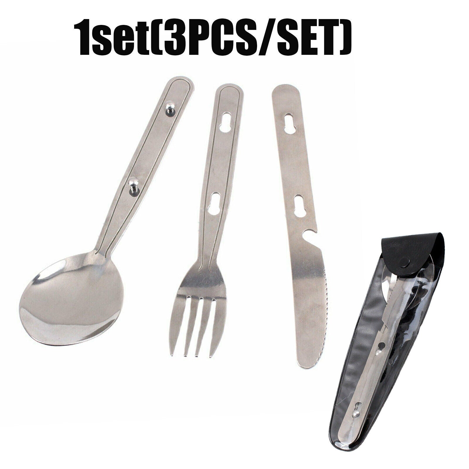 Portable Stainless Steel Travel Cutlery Set with Case – Spoon Fork Knife Chopsticks Kit (8PCS / 3PCS Options)