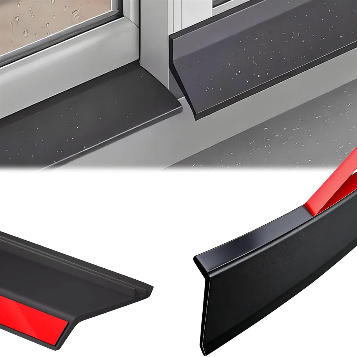 2PCS Window Rain Guard 2m PVC Self Adhesive Drainage Barrier Strip Black