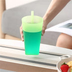 4PCS Integrated Straw Cups - Reusable Easy to Clean Drinking Cups for Home Use