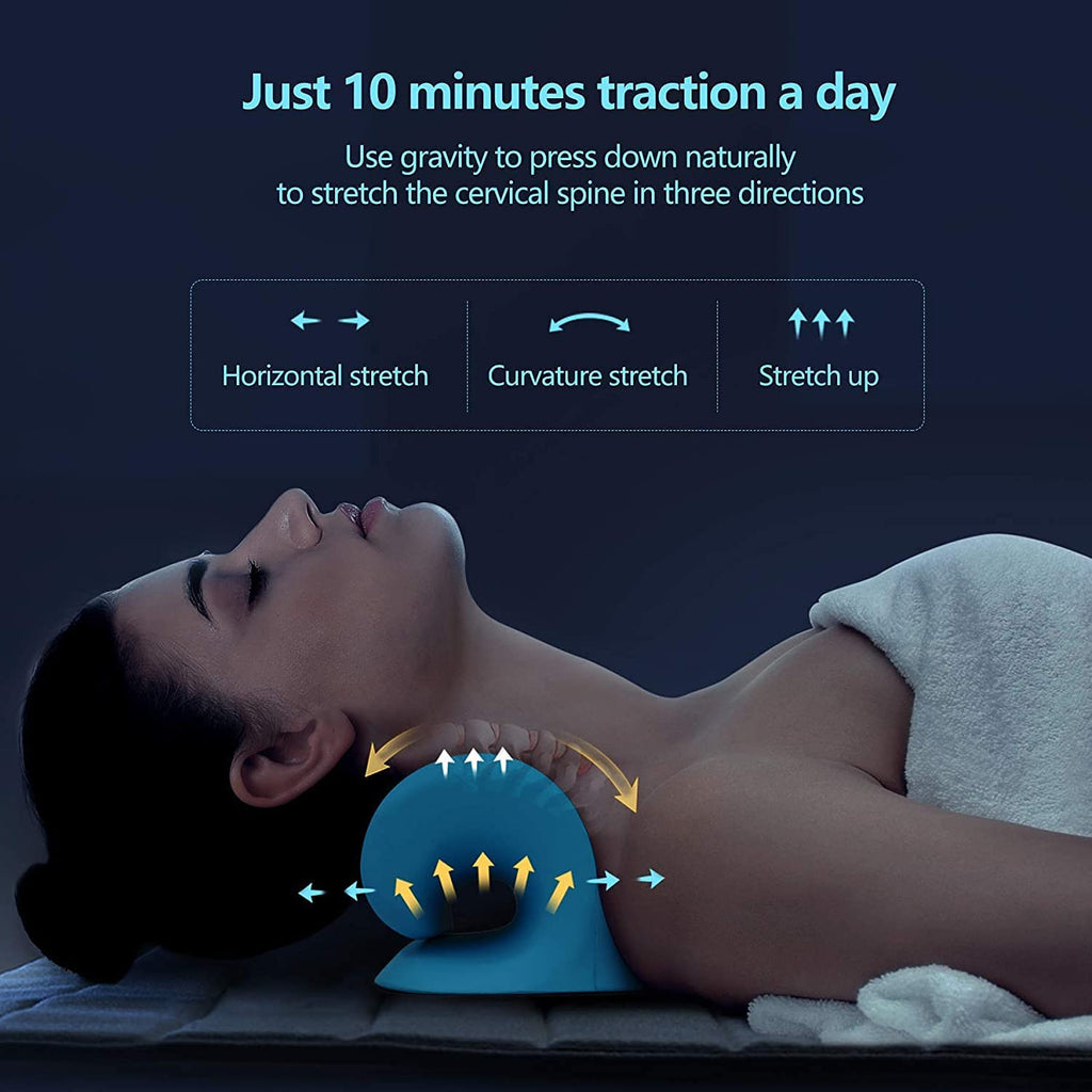 Woman resting on the neck stretcher