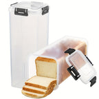 2pcs Bread Storage Container with Lid | Sealed Bread Keeper Box for Loaf, Toast & Noodles