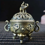 2PCS Elephant Lotus Incense Burner Metal Incense Holder Bowl Aromatherapy Decor
