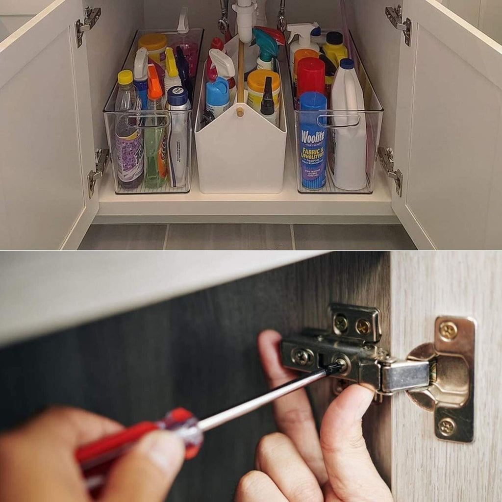 10 Set Kitchen Cabinet Door Hinge Repair Kit with Soft Close Hinges and Fixing Plates