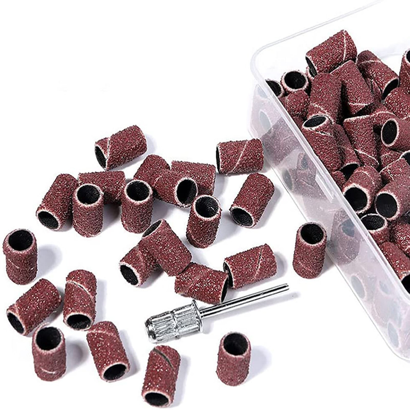 210pcs Nail Drill Sanding Bands Set | 80/120/180 Grit Nail File Bits with Storage Box