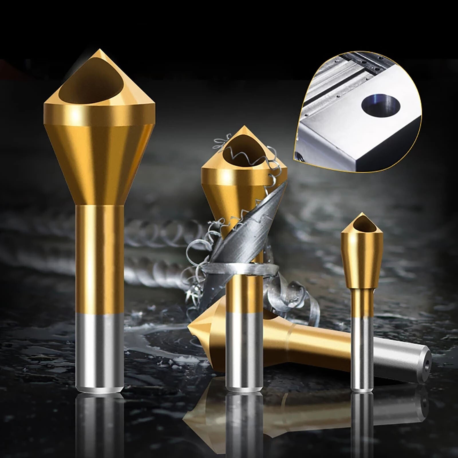 8PCS Chamfer Deburring Drill Bit Set - 90 Degree Countersink Bits for Metal and Rotary Tools