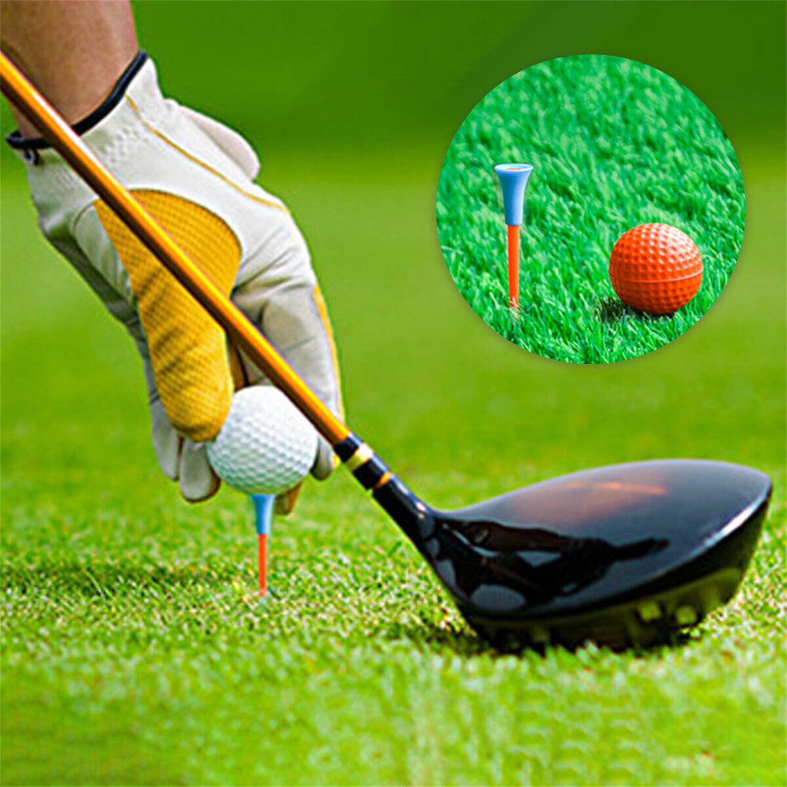 60 Pack 83mm Golf Tees with Rubber Cushion Top – Multi Color Durable Plastic Golf Tees