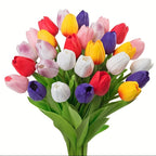 10pcs Artificial Tulip Flowers Bouquet | Realistic PU Faux Tulips for Home Wedding Decor