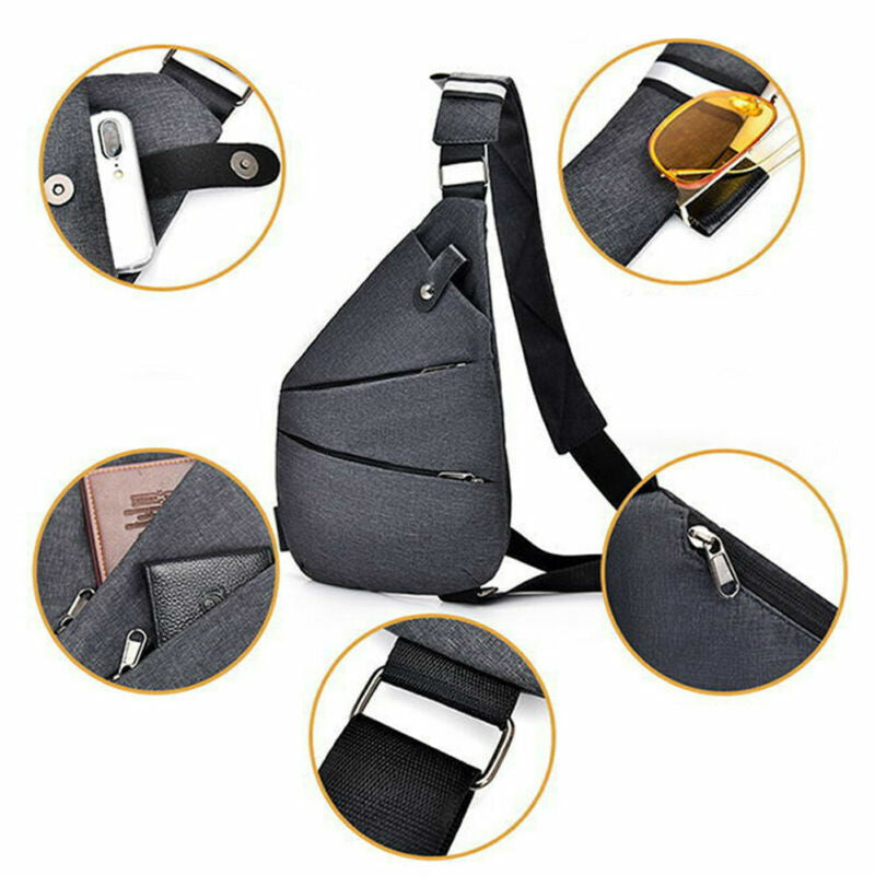Men’s Anti Theft Travel Shoulder Bag - Waterproof Portable Chest Sling Pocket Bag